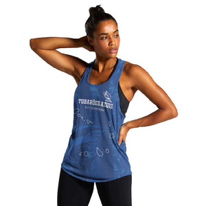 Custom Cape Verde Football Women Racerback Tank Go Champions Tubaroes Azuis - African Pride