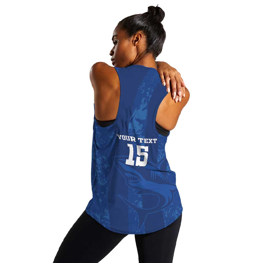 Custom Cape Verde Football Women Racerback Tank Go Champions Tubaroes Azuis - African Pride