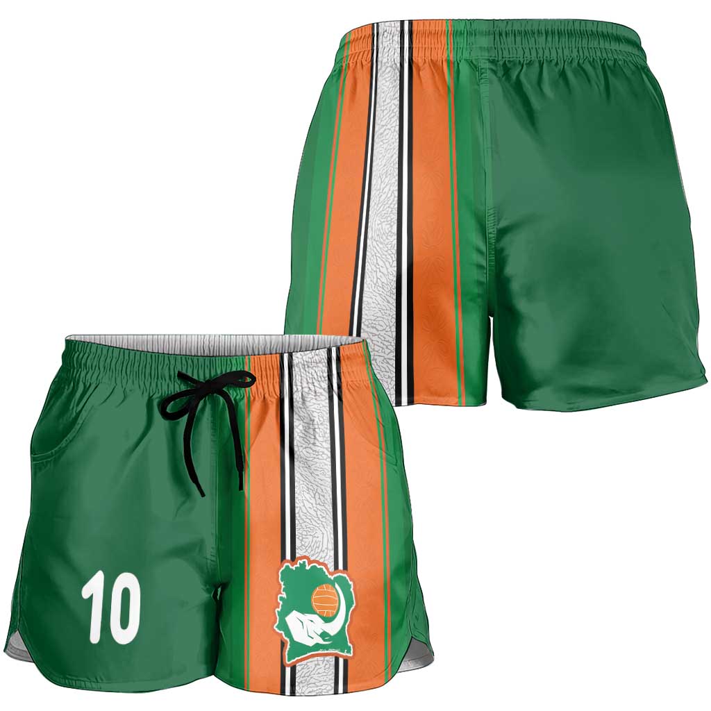 Custom Côte d'Ivoire National Football Shorts for Women Les Elephants-Sporty Stripes - African Pride