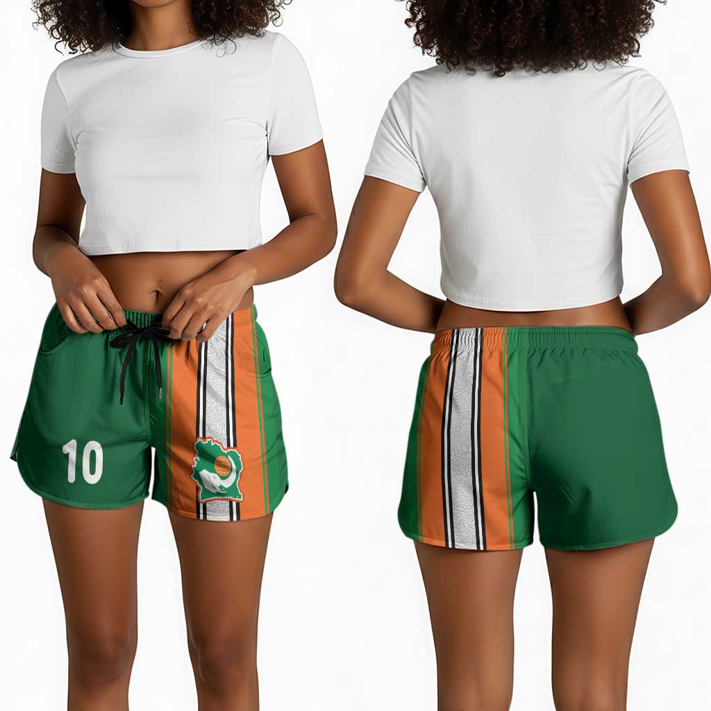 Custom Côte d'Ivoire National Football Shorts for Women Les Elephants-Sporty Stripes - African Pride