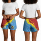Custom DR Congo Leopards Football Shorts for Women Abstract Leopard Pattern With National Colors And Crest