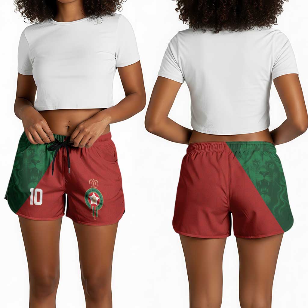 Custom Moroccan Football Shorts for Women Go Glory-The Atlas Lions - African Pride