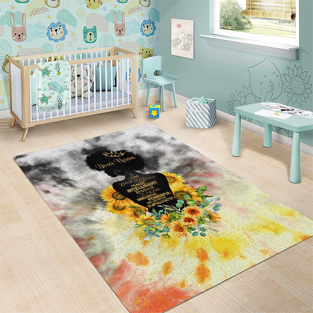 Vintage Flowers - I Am Black Queen Area Rug