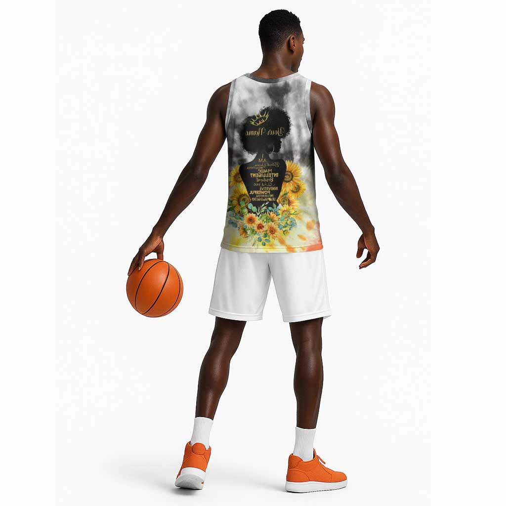 Vintage Flowers - I Am Black Queen Basketball Jersey - African Pride