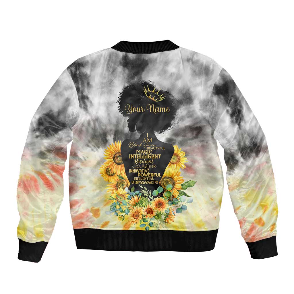 Vintage Flowers - I Am Black Queen Bomber Jacket