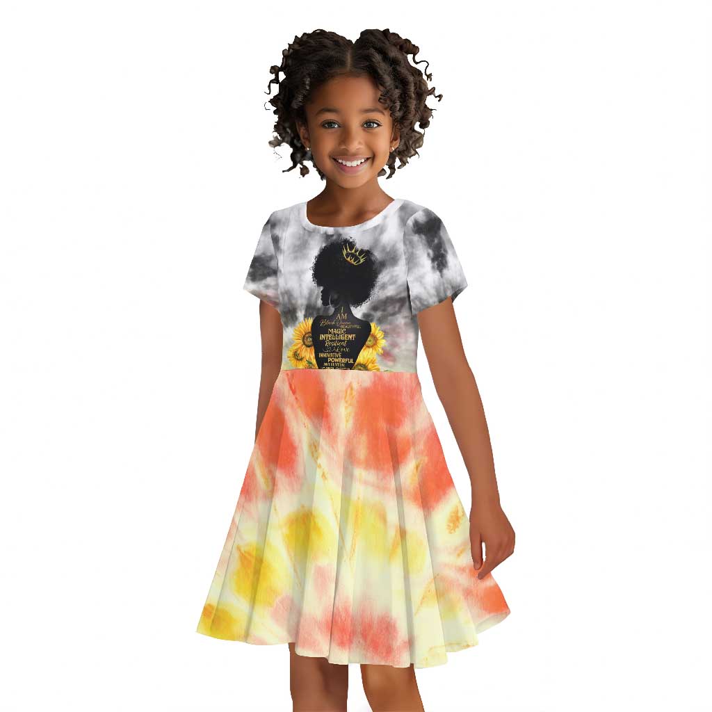 Vintage Flowers - I Am Black Queen Kid Short Sleeve Dress