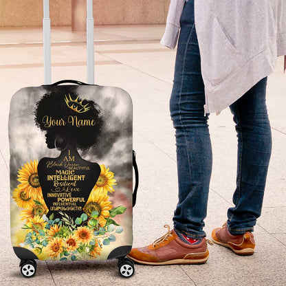 Vintage Flowers - I Am Black Queen Luggage Cover
