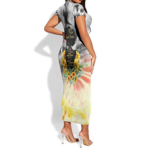 Vintage Flowers - I Am Black Queen Short Sleeve Bodycon Dress DT02