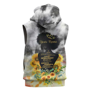 Vintage Flowers - I Am Black Queen Sleeveless Hoodie - African Pride