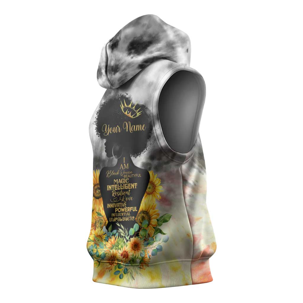 Vintage Flowers - I Am Black Queen Sleeveless Hoodie - African Pride