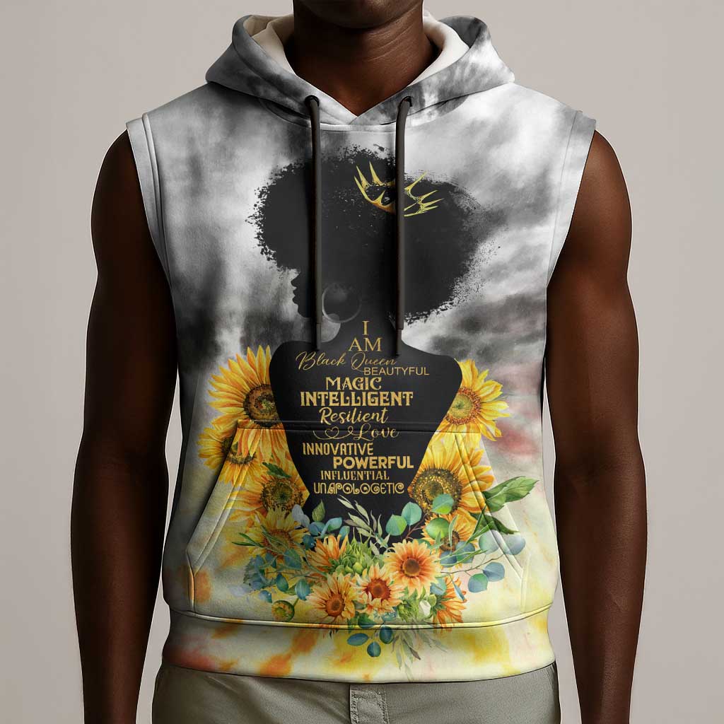 Vintage Flowers - I Am Black Queen Sleeveless Hoodie - African Pride