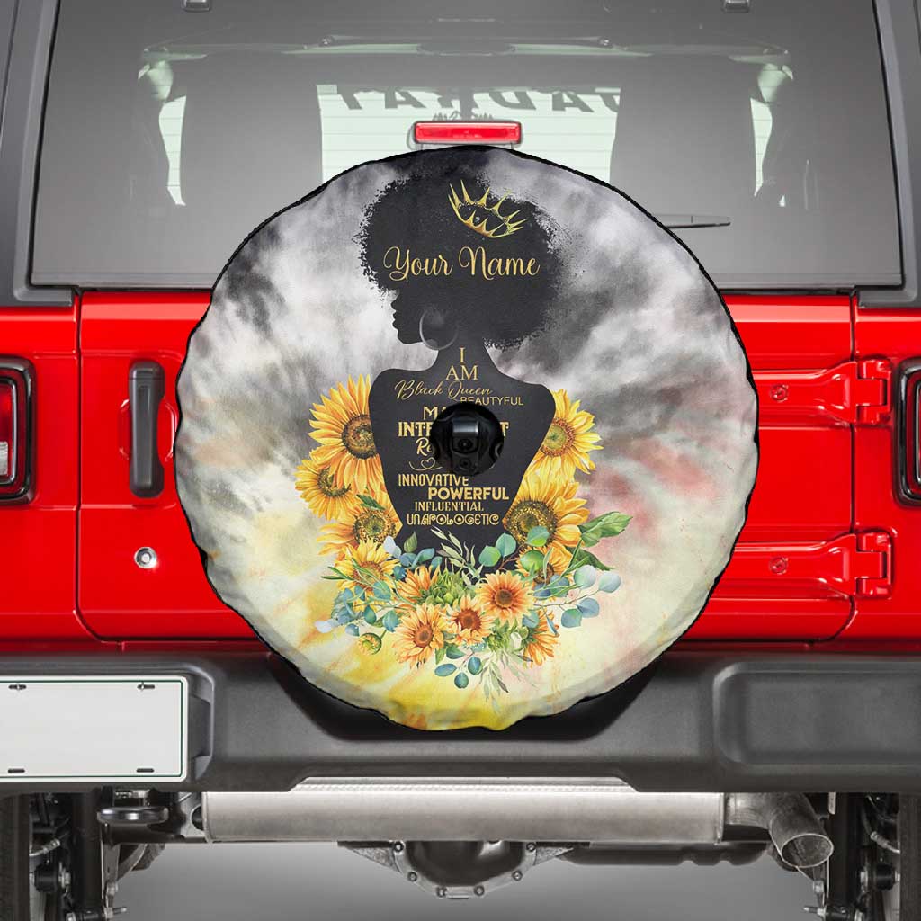 Vintage Flowers - I Am Black Queen Spare Tire Cover