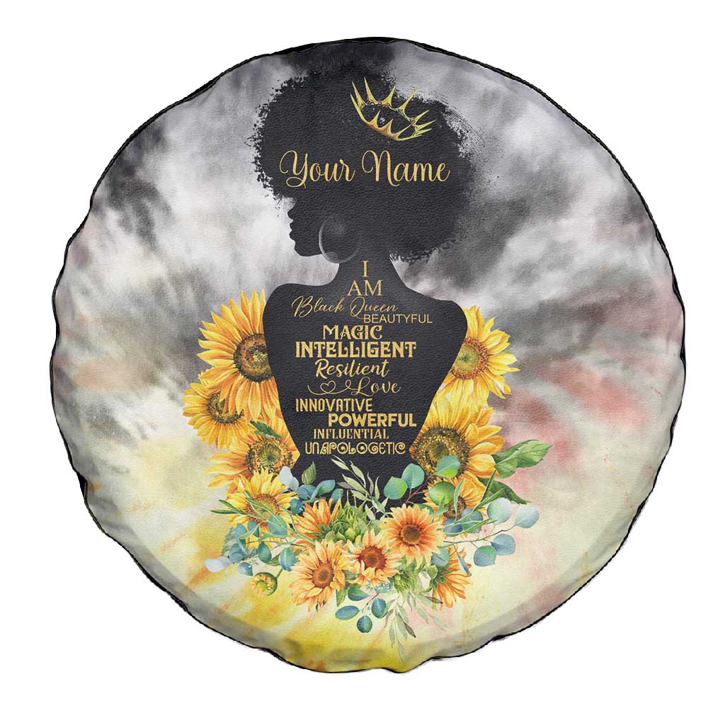 Vintage Flowers - I Am Black Queen Spare Tire Cover