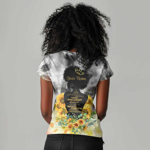 Vintage Flowers - I Am Black Queen Women V-Neck T-Shirt