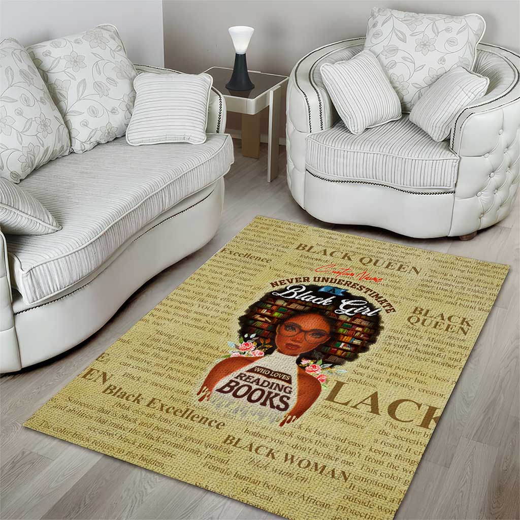 Personalized Black Girl African Area Rug Never Underestimate A Book Lover