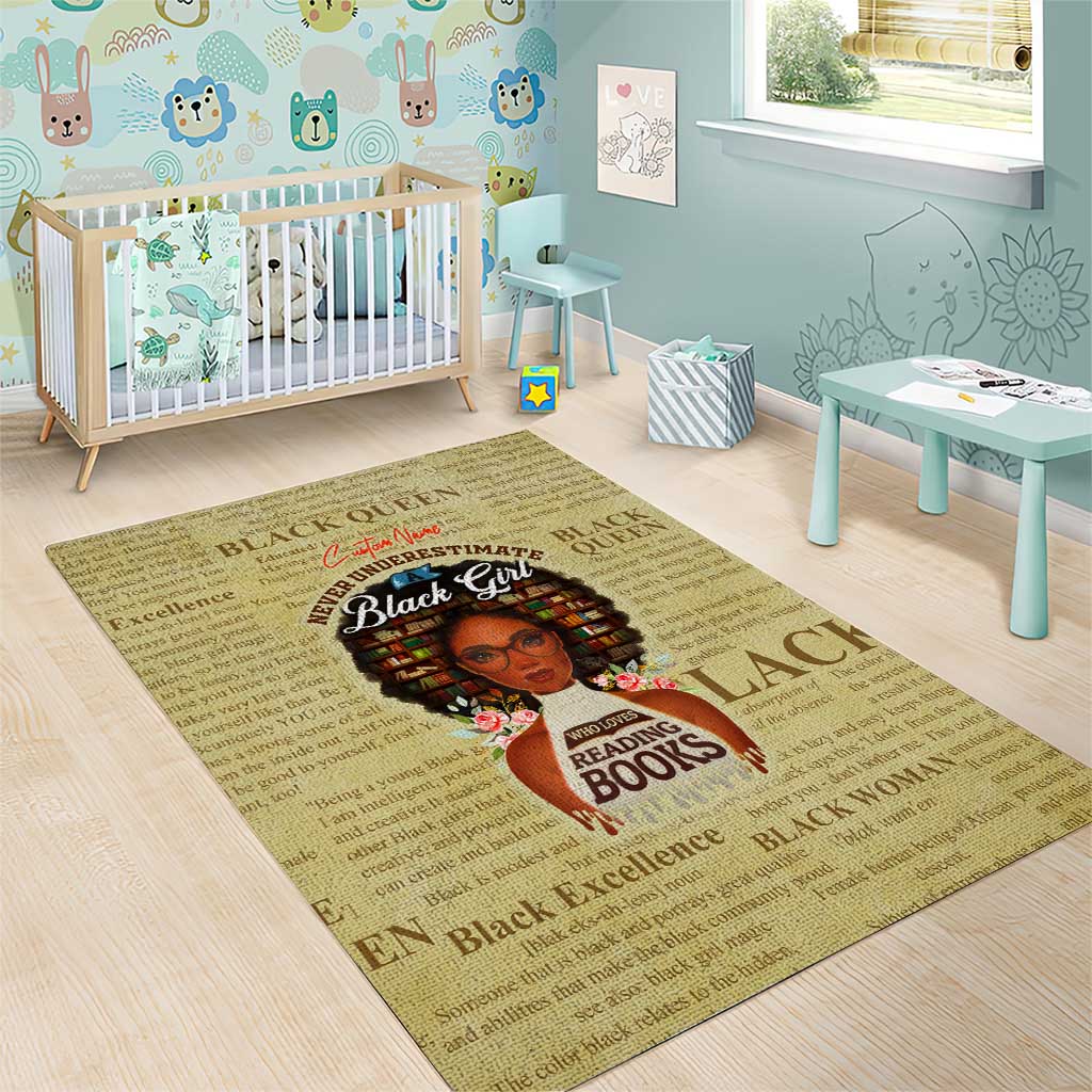 Personalized Black Girl African Area Rug Never Underestimate A Book Lover