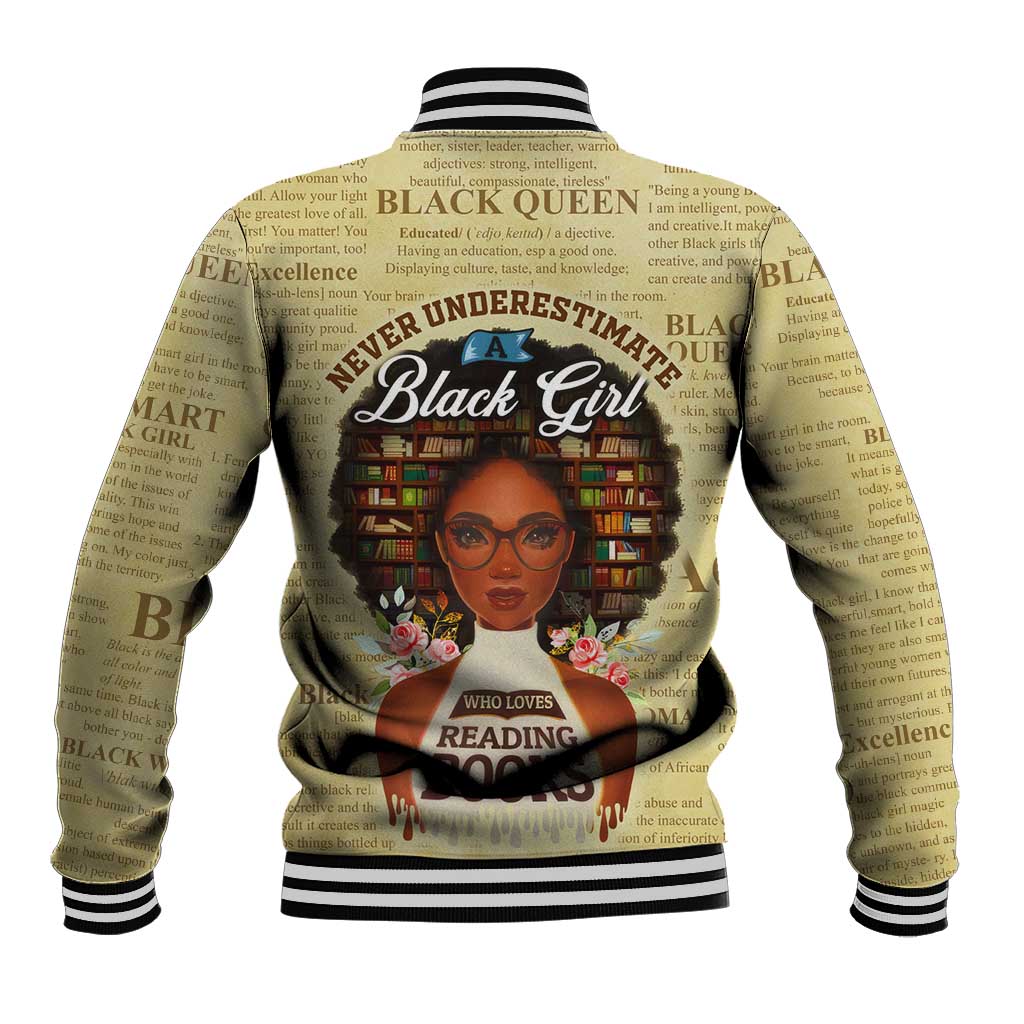 Personalized Black Girl African Baseball Jacket Never Underestimate A Book Lover DT02