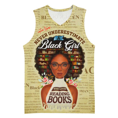 Personalized Black Girl African Basketball Jersey Never Underestimate A Book Lover - African Pride