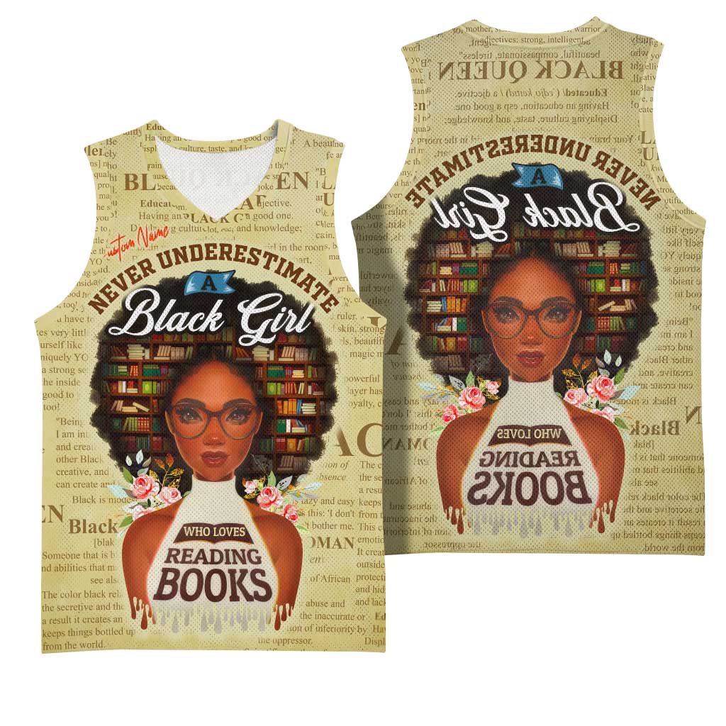 Personalized Black Girl African Basketball Jersey Never Underestimate A Book Lover - African Pride