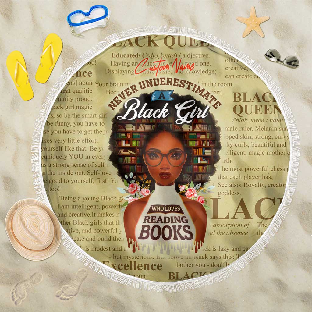 Personalized Black Girl African Beach Blanket Never Underestimate A Book Lover