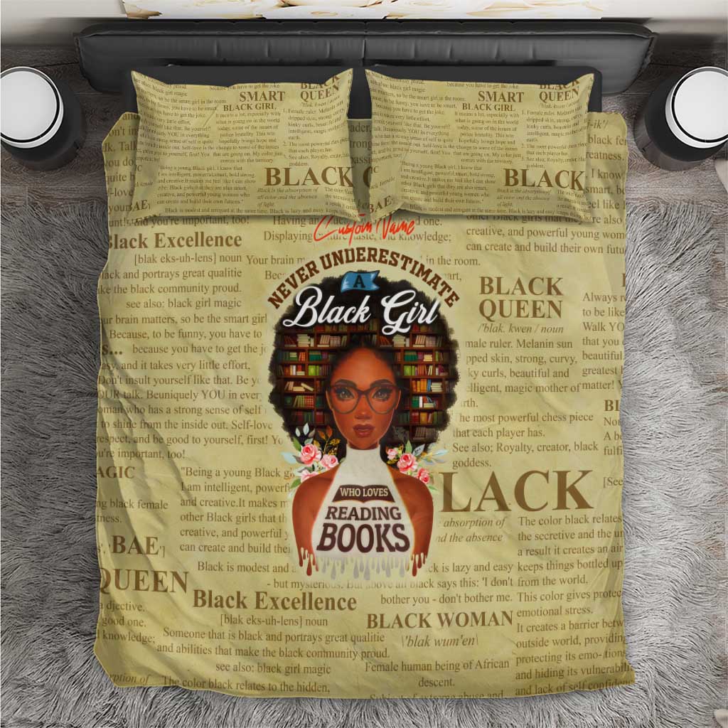 Personalized Black Girl African Bedding Set Never Underestimate A Book Lover