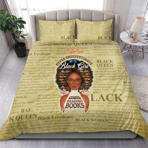Personalized Black Girl African Bedding Set Never Underestimate A Book Lover