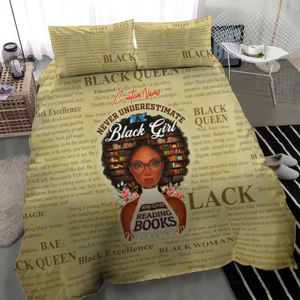 Personalized Black Girl African Bedding Set Never Underestimate A Book Lover