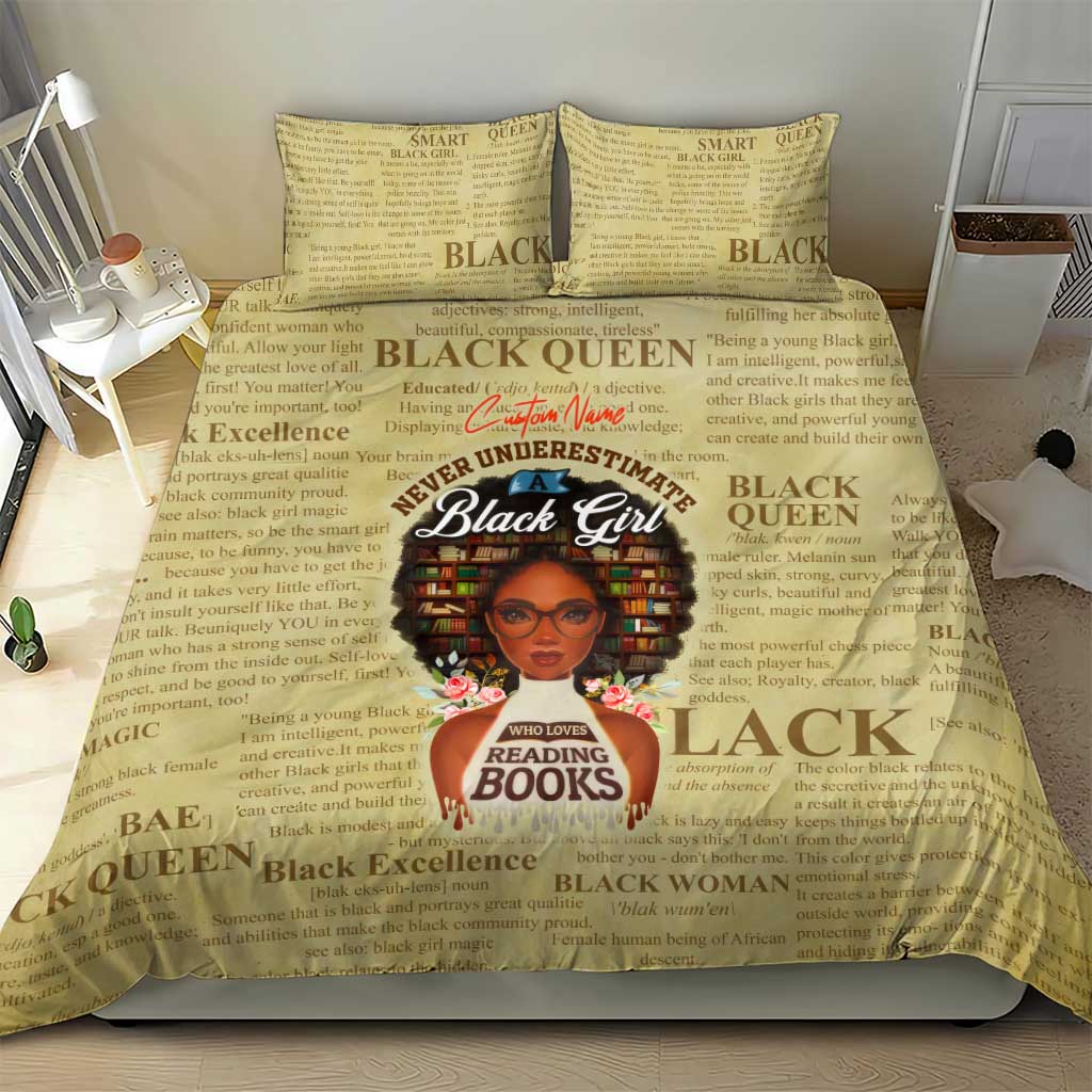 Personalized Black Girl African Bedding Set Never Underestimate A Book Lover