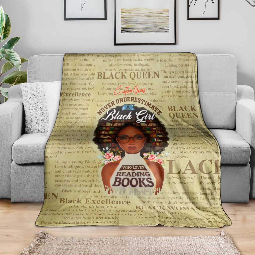 Personalized Black Girl African Blanket Never Underestimate A Book Lover
