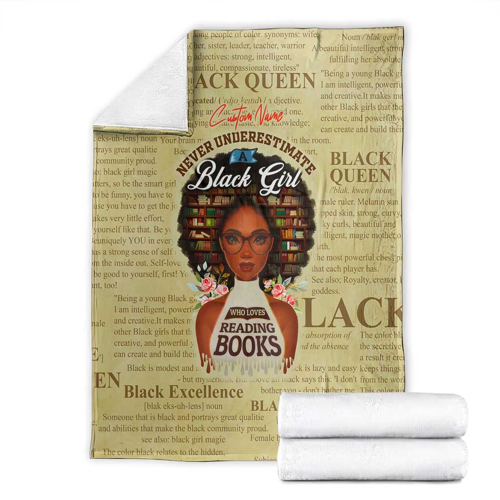 Personalized Black Girl African Blanket Never Underestimate A Book Lover