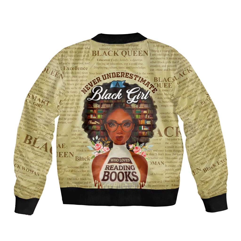 Personalized Black Girl African Bomber Jacket Never Underestimate A Book Lover