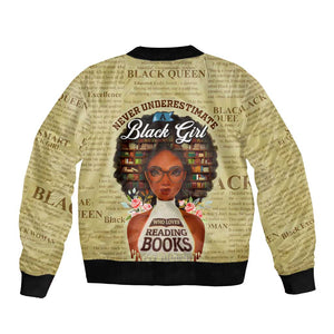 Personalized Black Girl African Bomber Jacket Never Underestimate A Book Lover