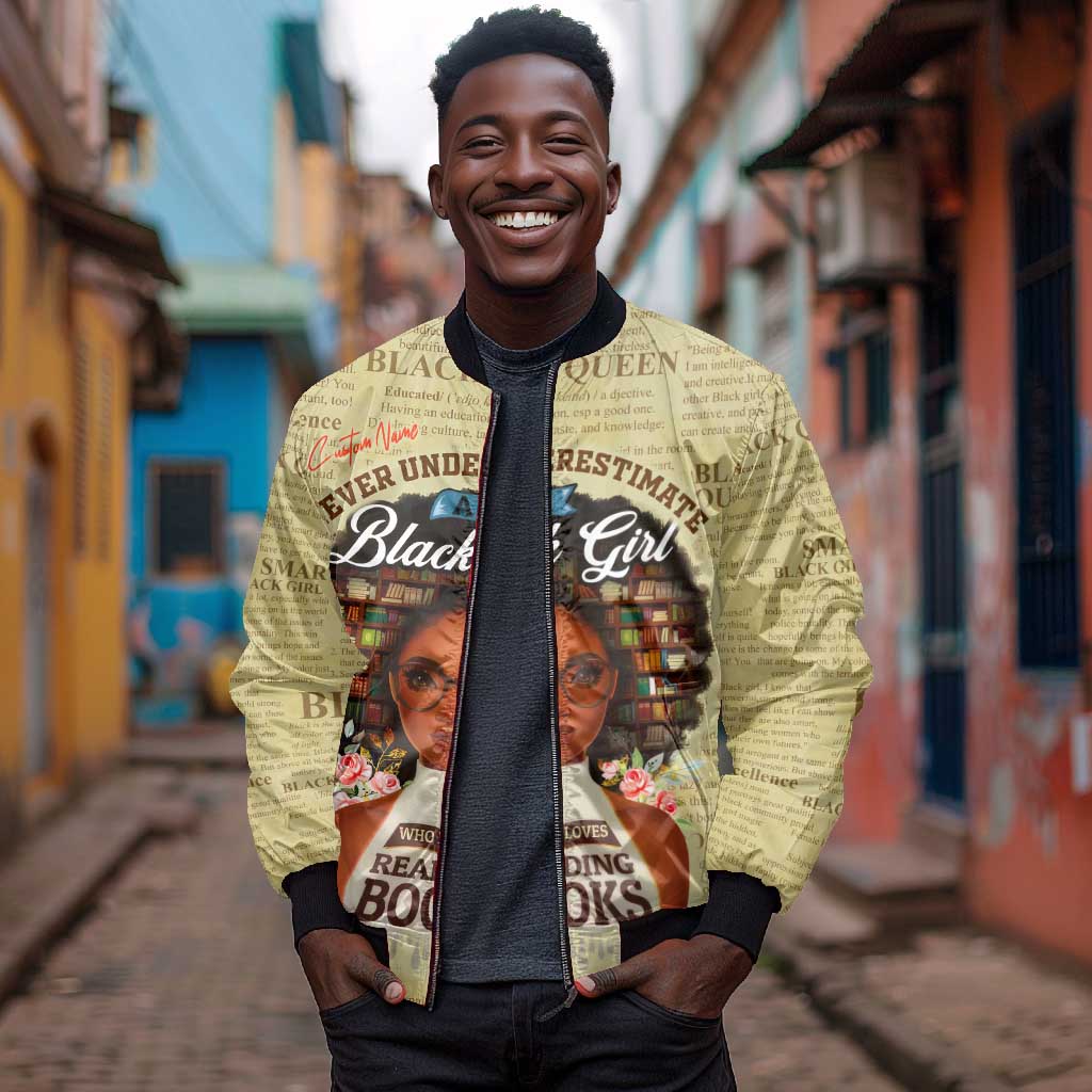Personalized Black Girl African Bomber Jacket Never Underestimate A Book Lover