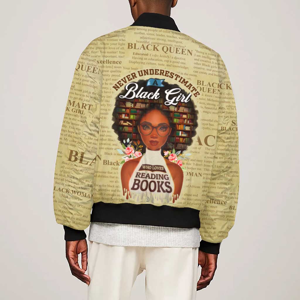 Personalized Black Girl African Bomber Jacket Never Underestimate A Book Lover