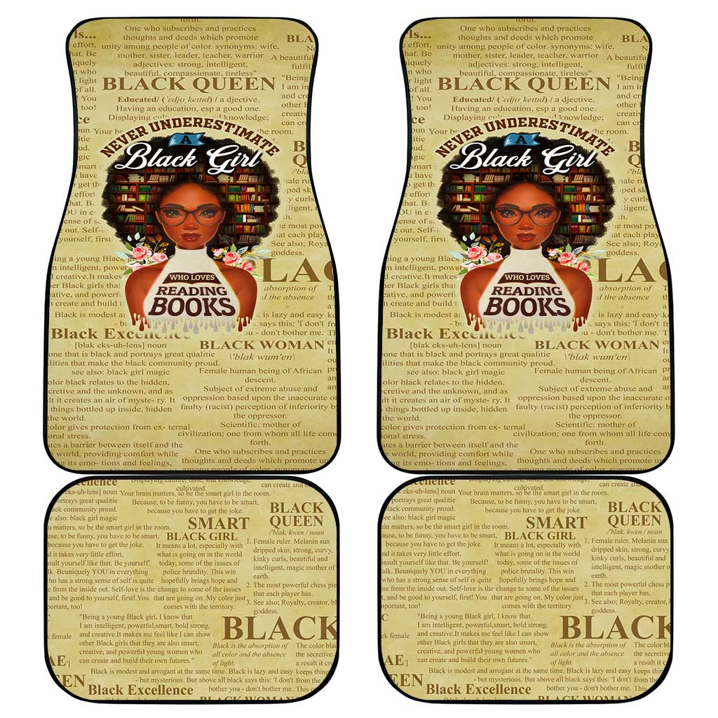Personalized Black Girl African Car Mats Never Underestimate A Book Lover