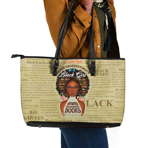 Personalized Black Girl African Leather Tote Bag Never Underestimate A Book Lover