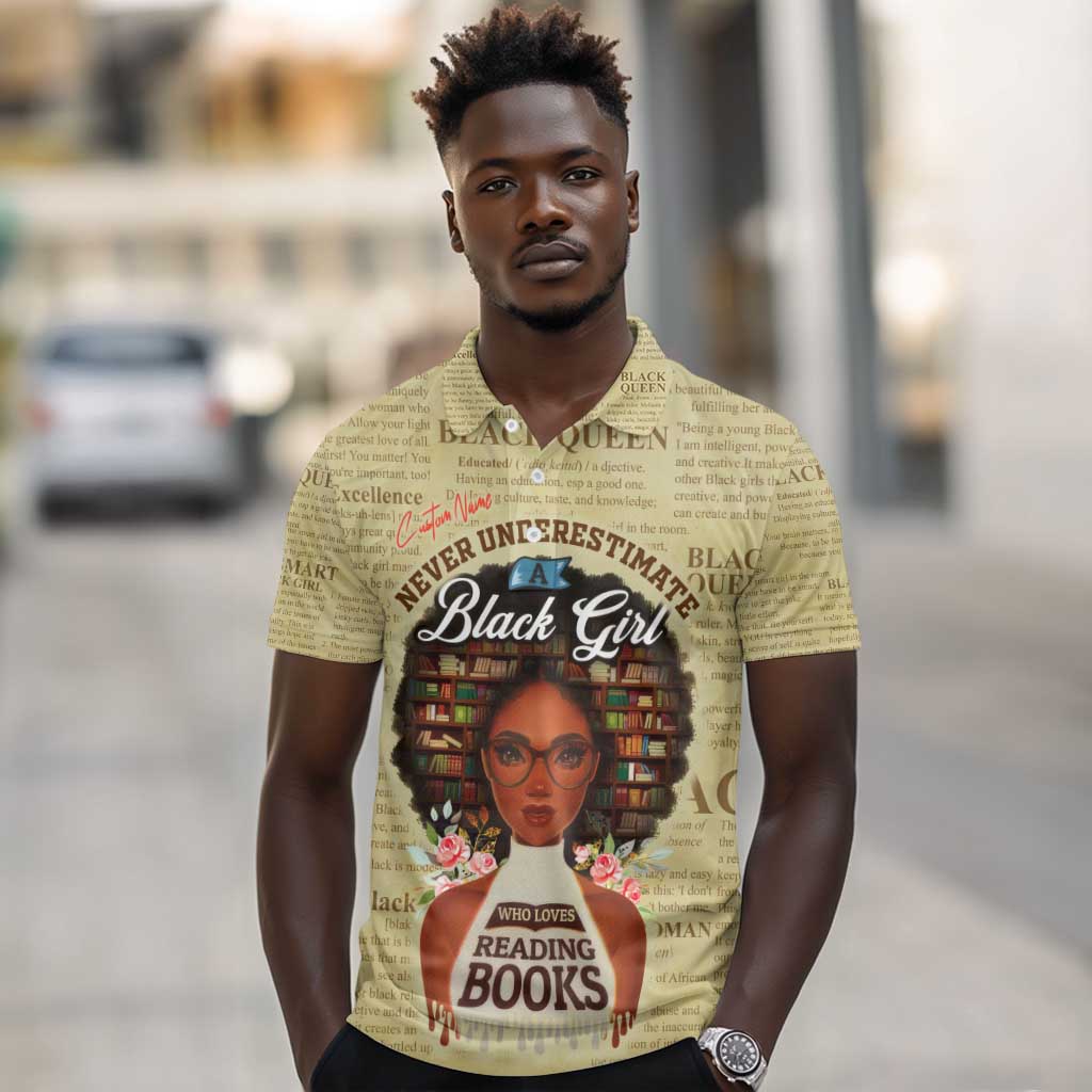 Personalized Black Girl African Polo Shirt Never Underestimate A Book Lover
