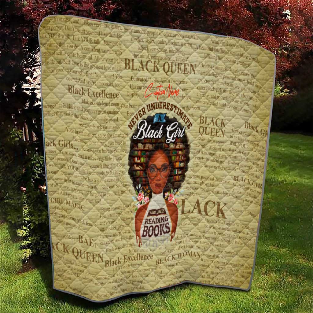 Personalized Black Girl African Quilt Never Underestimate A Book Lover