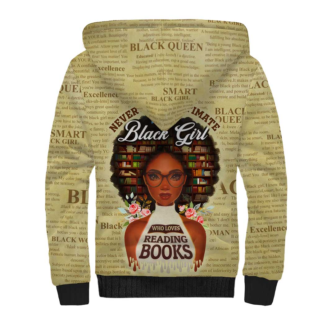 Personalized Black Girl African Sherpa Hoodie Never Underestimate A Book Lover