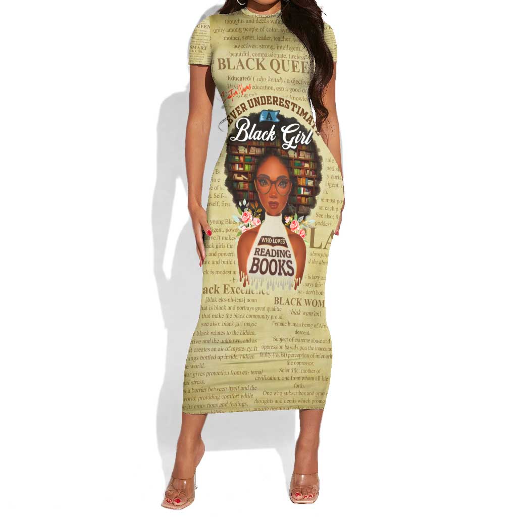 Personalized Black Girl African Short Sleeve Bodycon Dress Never Underestimate A Book Lover DT02