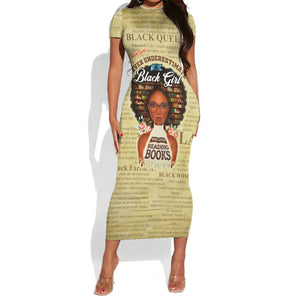 Personalized Black Girl African Short Sleeve Bodycon Dress Never Underestimate A Book Lover DT02