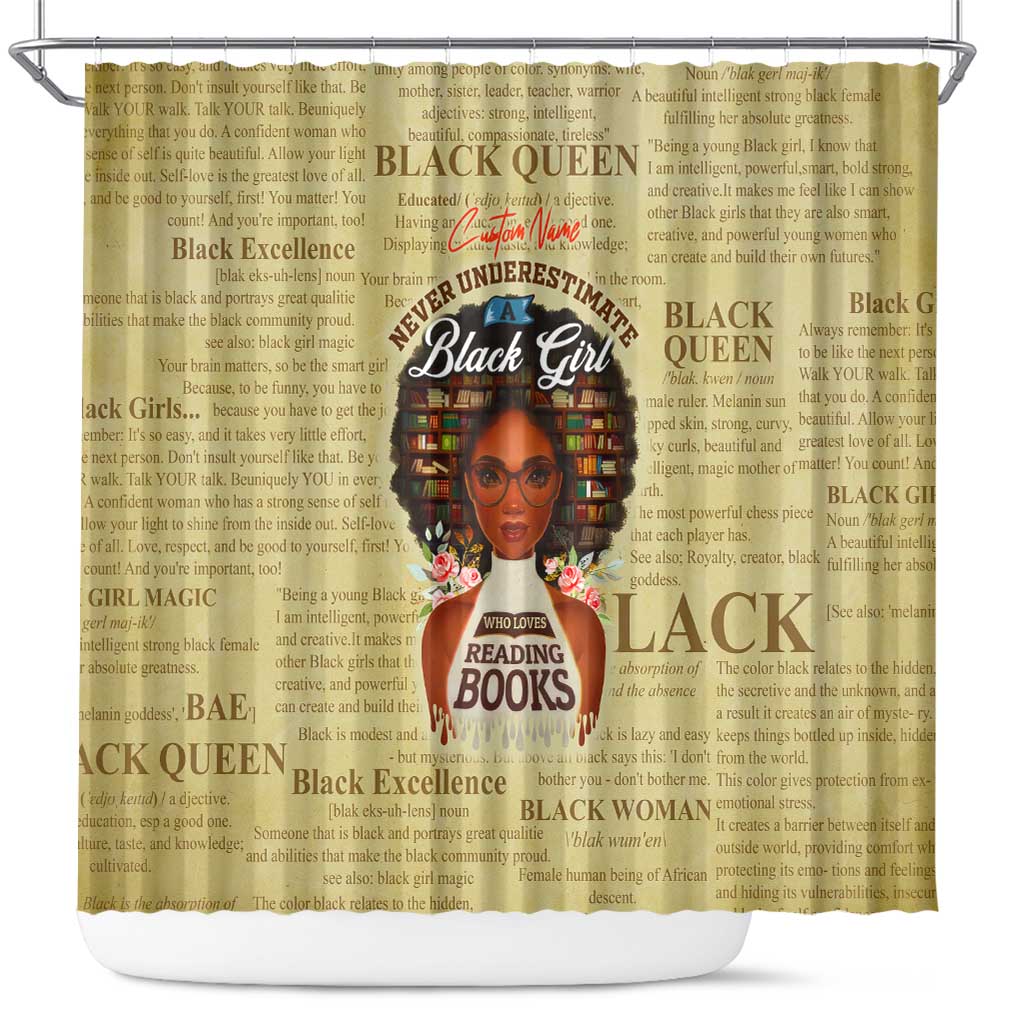 Personalized Black Girl African Shower Curtain Never Underestimate A Book Lover