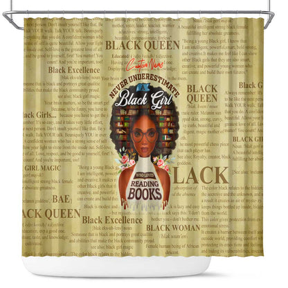 Personalized Black Girl African Shower Curtain Never Underestimate A Book Lover