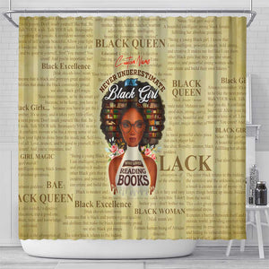 Personalized Black Girl African Shower Curtain Never Underestimate A Book Lover