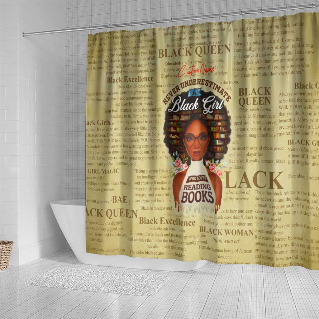 Personalized Black Girl African Shower Curtain Never Underestimate A Book Lover