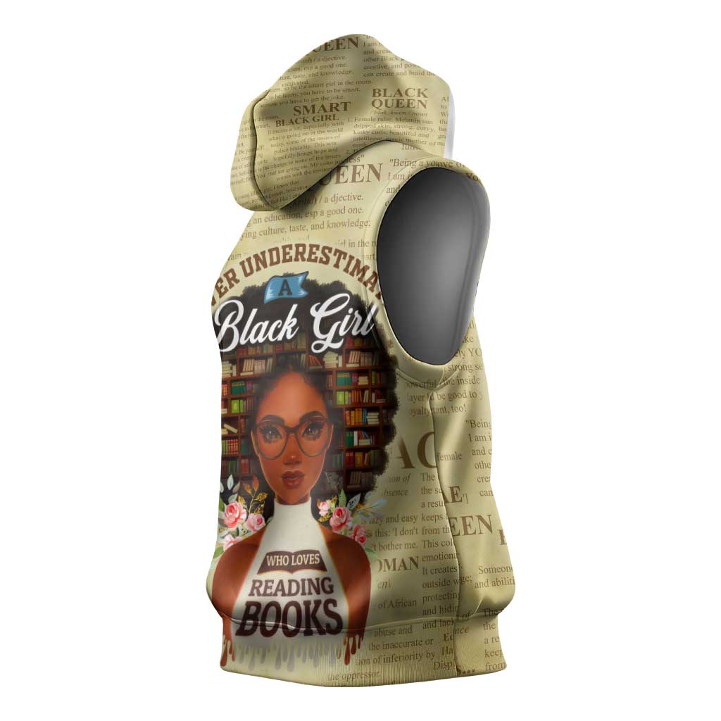 Personalized Black Girl African Sleeveless Hoodie Never Underestimate A Book Lover - African Pride