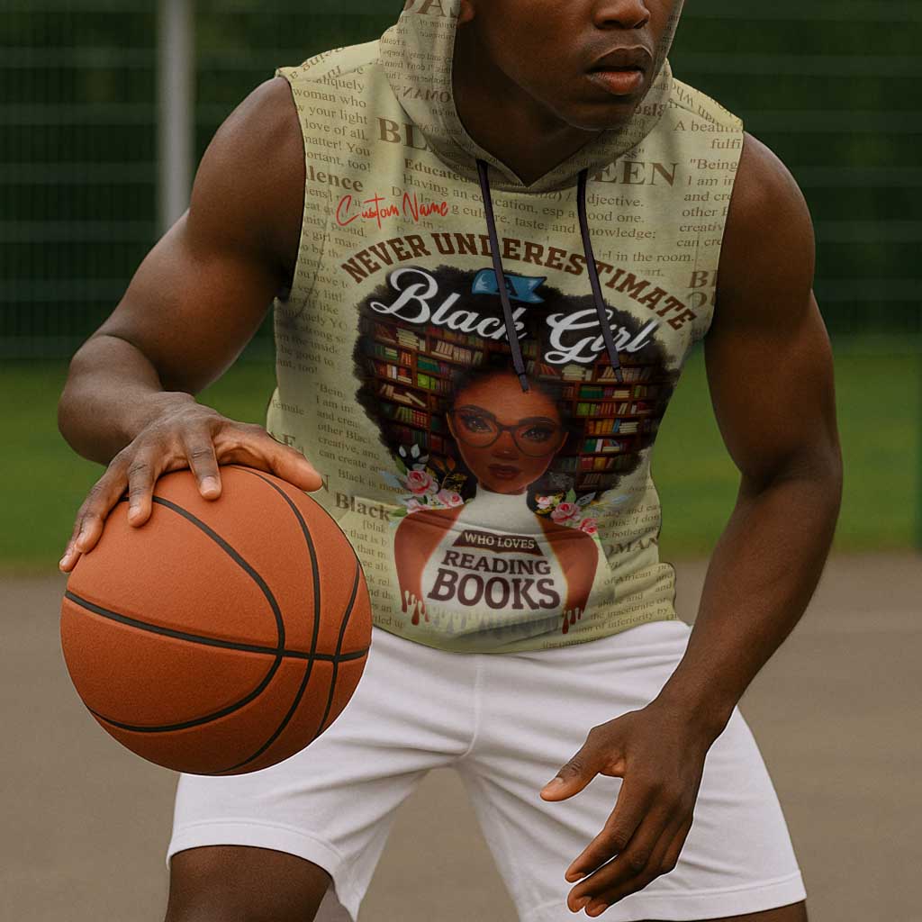 Personalized Black Girl African Sleeveless Hoodie Never Underestimate A Book Lover - African Pride