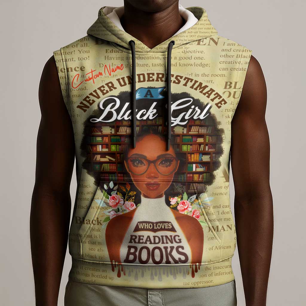Personalized Black Girl African Sleeveless Hoodie Never Underestimate A Book Lover - African Pride