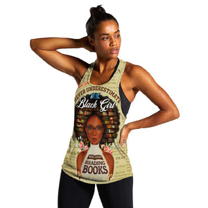 Personalized Black Girl African Women Racerback Tank Never Underestimate A Book Lover