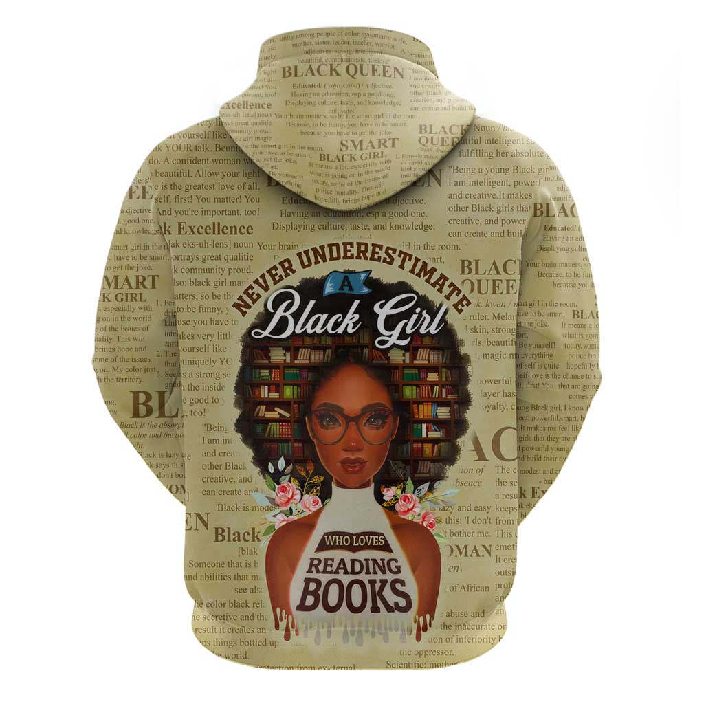 Personalized Black Girl African Zip Hoodie Never Underestimate A Book Lover